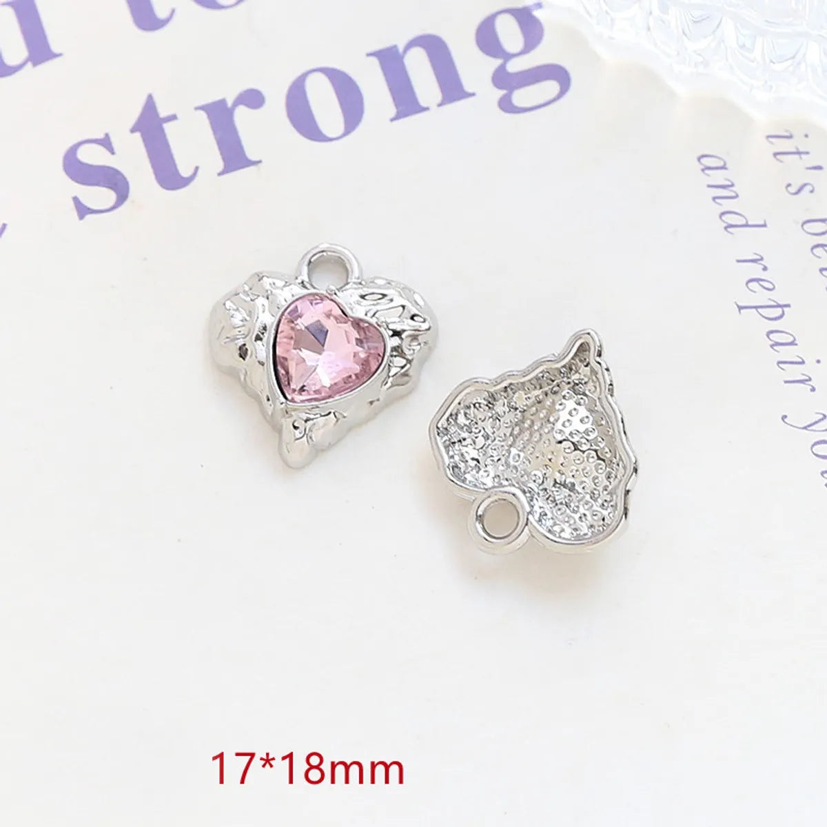 1 Piece 17*13mm 19*16mm 23 * 20mm Alloy Rhinestones Heart Shape Rose Bow Knot Polished Pendant