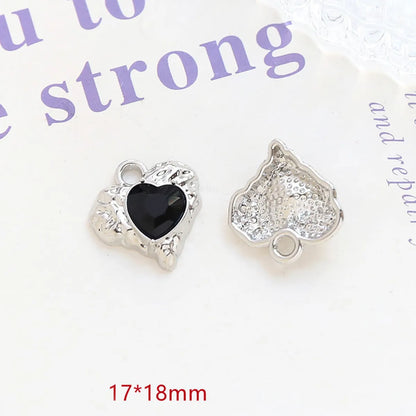 1 Piece 17*13mm 19*16mm 23 * 20mm Alloy Rhinestones Heart Shape Rose Bow Knot Polished Pendant