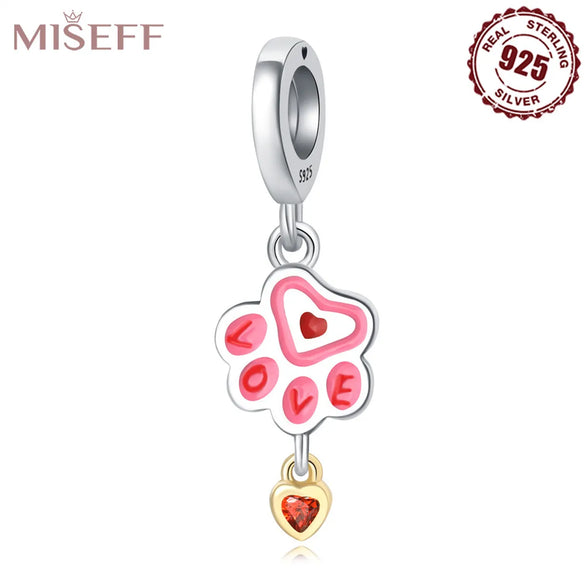 1 Piece 17*24mm 8.3*24mm 8.4*22mm Sterling Silver Zircon Dog Heart Shape Polished Pendant