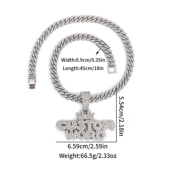 1PC Custom Design Letter Pendant Rapper Necklace Iced Out Silver Full Diamond Custom Word Charm Jewelry Gold Plated Color For Street