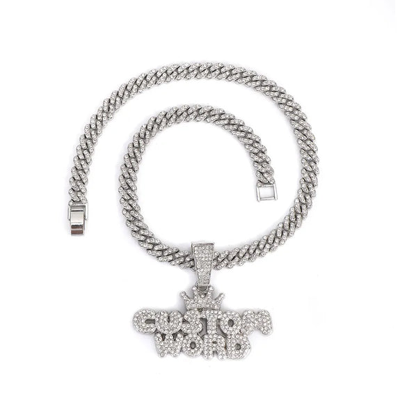 1PC Custom Design Letter Pendant Rapper Necklace Iced Out Silver Full Diamond Custom Word Charm Jewelry Gold Plated Color For Street