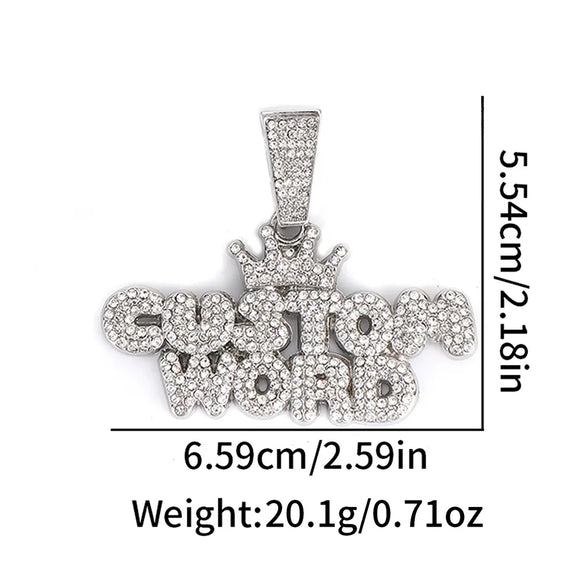 1PC Custom Design Letter Pendant Rapper Necklace Iced Out Silver Full Diamond Custom Word Charm Jewelry Gold Plated Color For Street