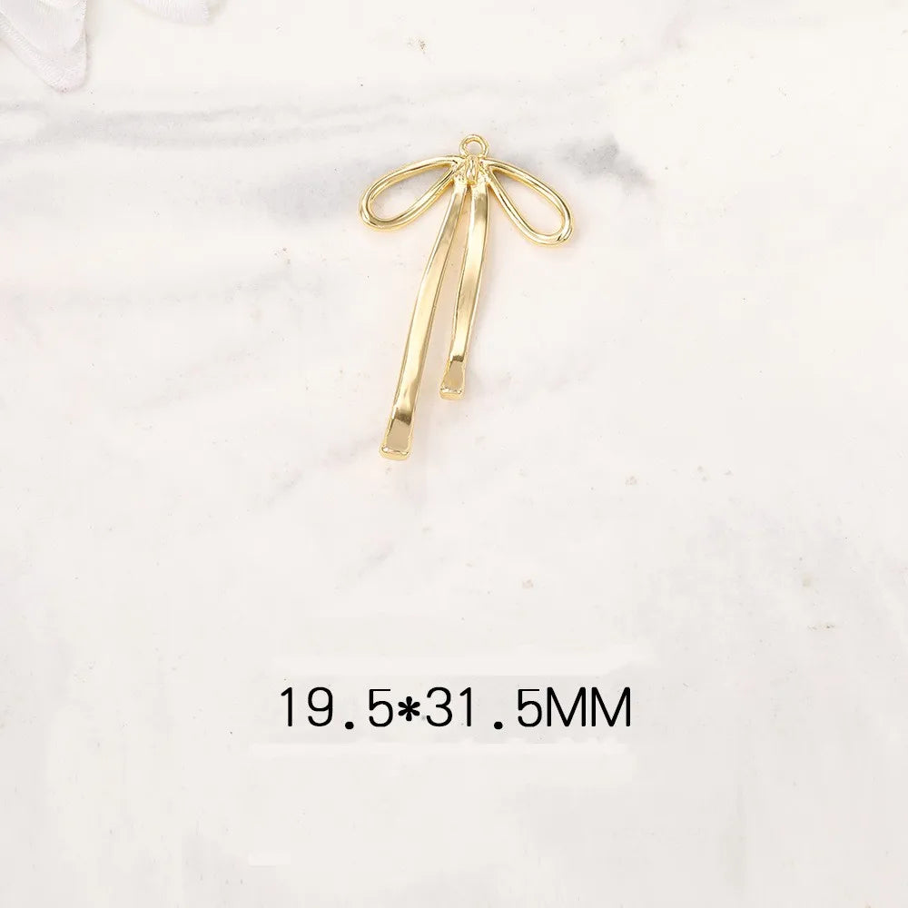 1 Piece 19.5*31.5mm Metal Bow Knot Polished Pendant