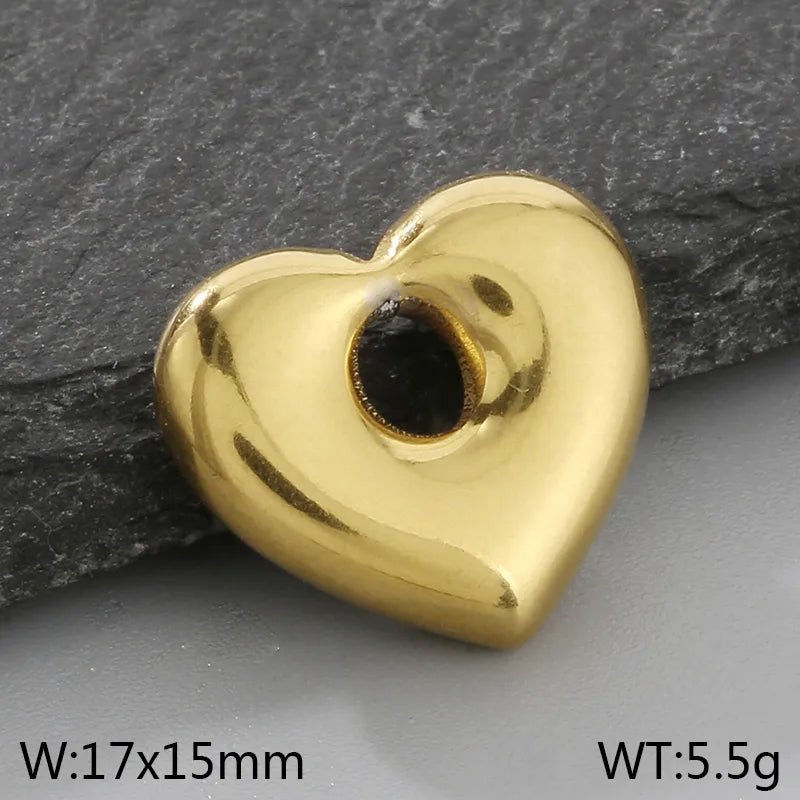 1 Piece 19mm 304 Stainless Steel 18K Gold Plated Star Heart Shape Pendant Beads