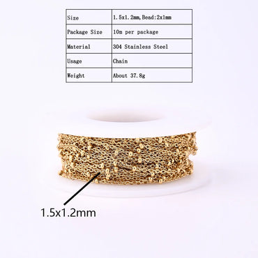 1 Roll 1.5*1.2mm 2.5*2mm 2*1.5mm 304 Stainless Steel 18K Gold Plated Solid Color Polished Chain