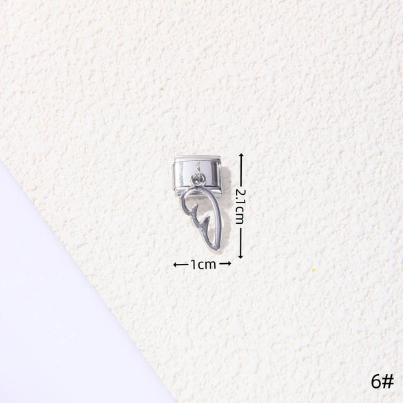 1 Piece 1.5*1cm 1*2.2cm 304 Stainless Steel Heart Shape Flower Bracelet Card Bracelet Module