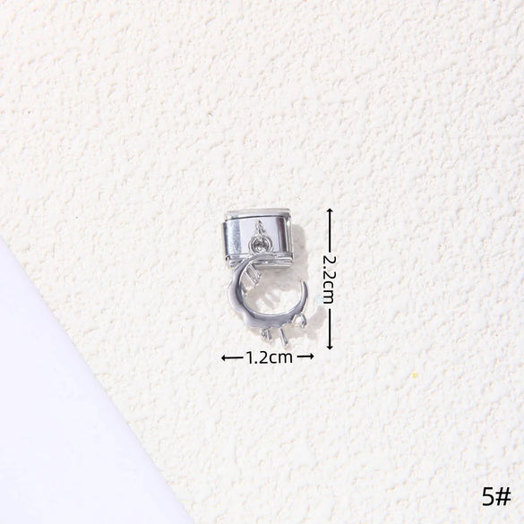 1 Piece 1.5*1cm 1*2.2cm 304 Stainless Steel Heart Shape Flower Bracelet Card Bracelet Module