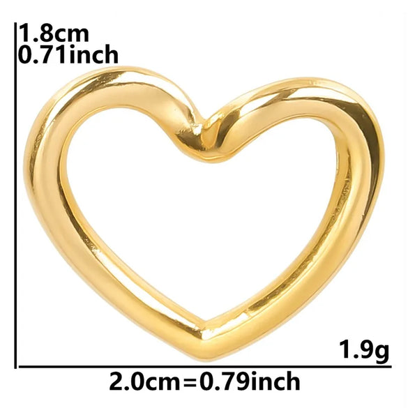 1 Piece 1.8*2CM 304 Stainless Steel 18K Gold Plated Heart Shape Pendant