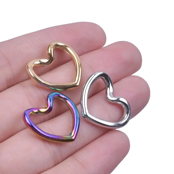 1 Piece 1.8*2CM 304 Stainless Steel 18K Gold Plated Heart Shape Pendant