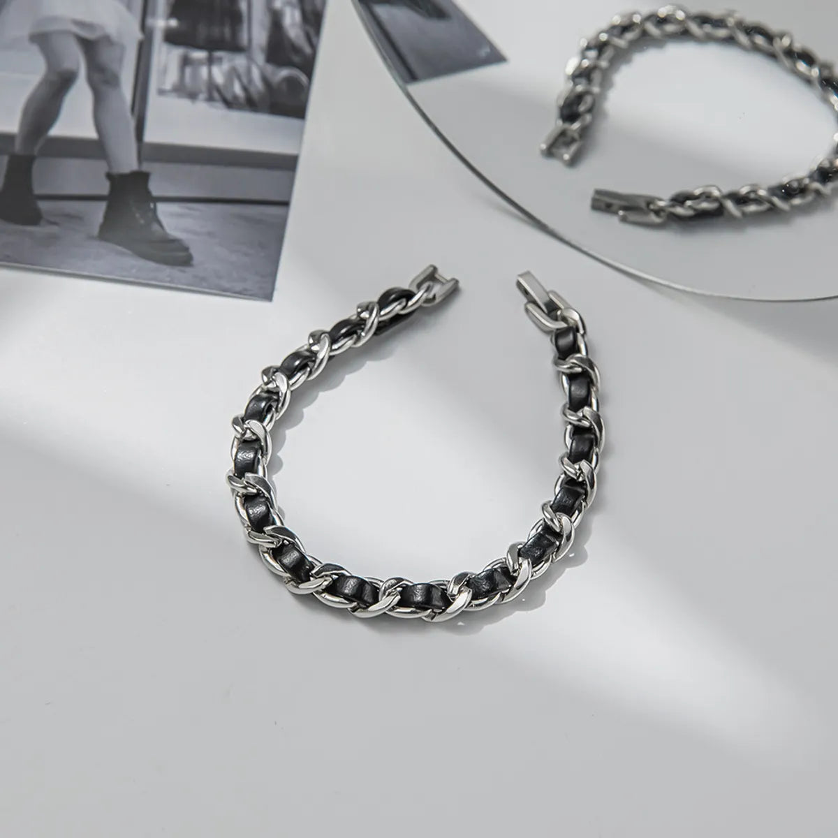 1 Piece 2 Pieces Original Design Titanium Steel Unisex Bracelets Necklace Jewelry Set