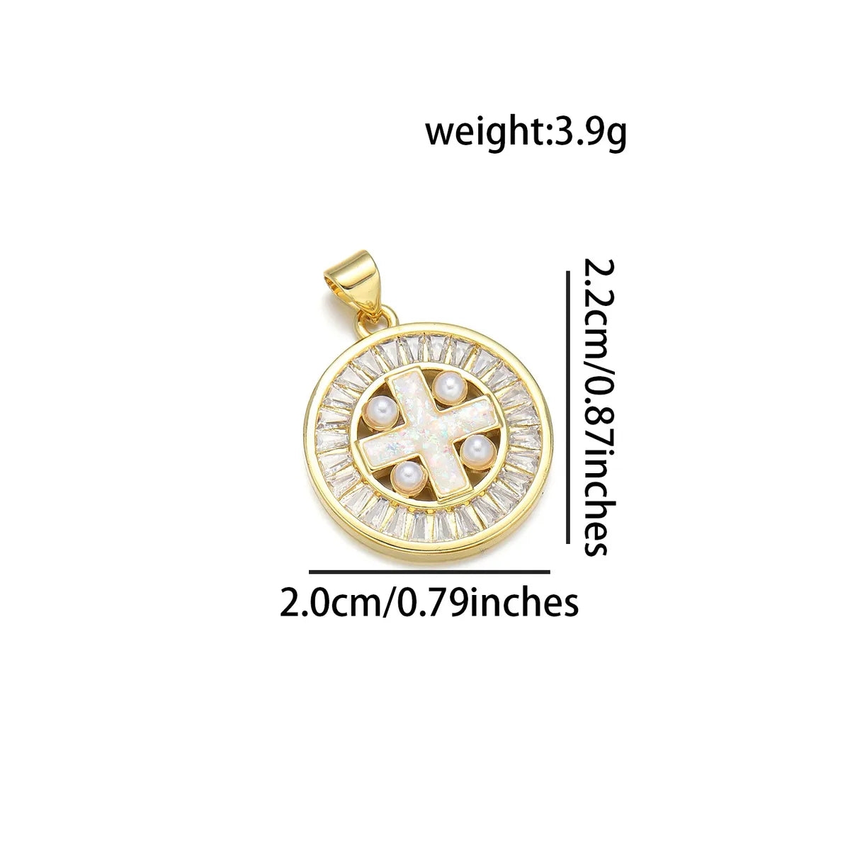 1 Piece 20*22MM 21 * 24mm 22*31mm Copper Pearl Zircon 18K Gold Plated Cross Polished Pendant