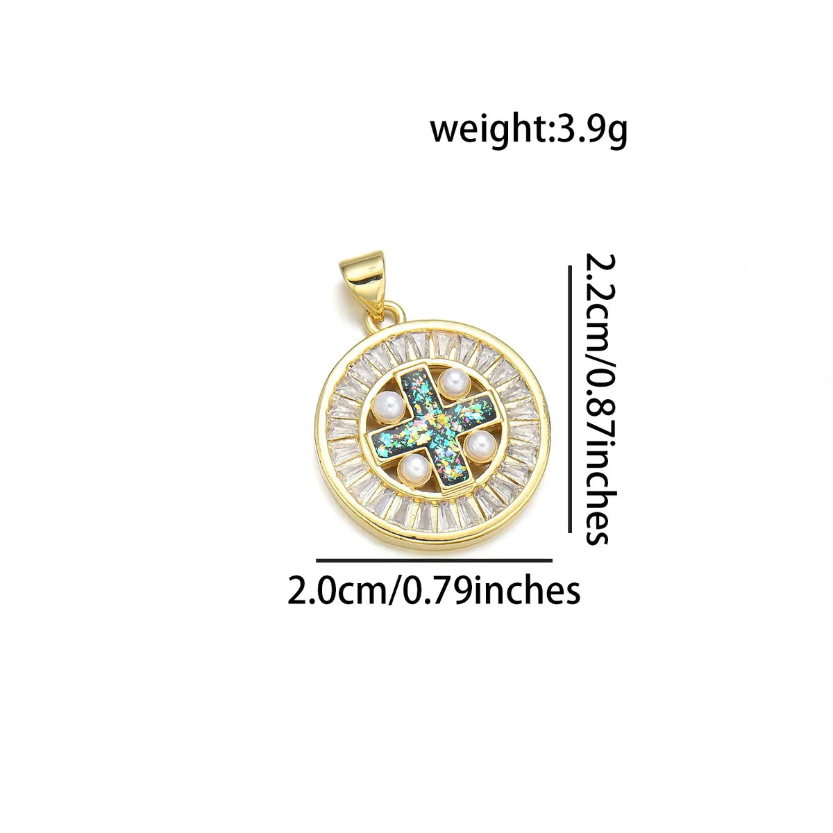 1 Piece 20*22MM 21 * 24mm 22*31mm Copper Pearl Zircon 18K Gold Plated Cross Polished Pendant