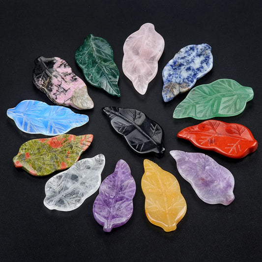 1 Piece 20-25*47mm Crystal Agate Leaves Pendant