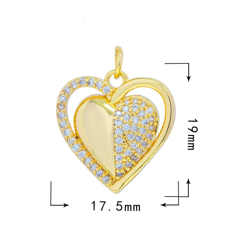 1 Piece 21 * 18mm 23*20.5mm Copper Zircon Gesture Tree Heart Shape Pendant