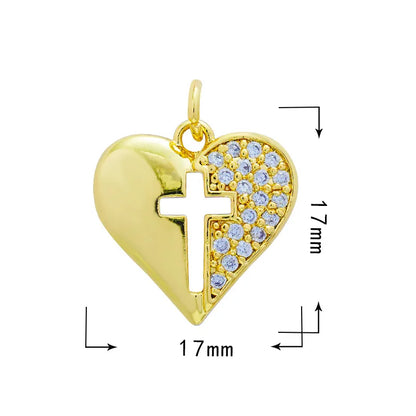 1 Piece 21 * 18mm 23*20.5mm Copper Zircon Gesture Tree Heart Shape Pendant