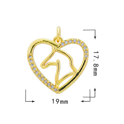 1 Piece 21 * 18mm 23*20.5mm Copper Zircon Gesture Tree Heart Shape Pendant