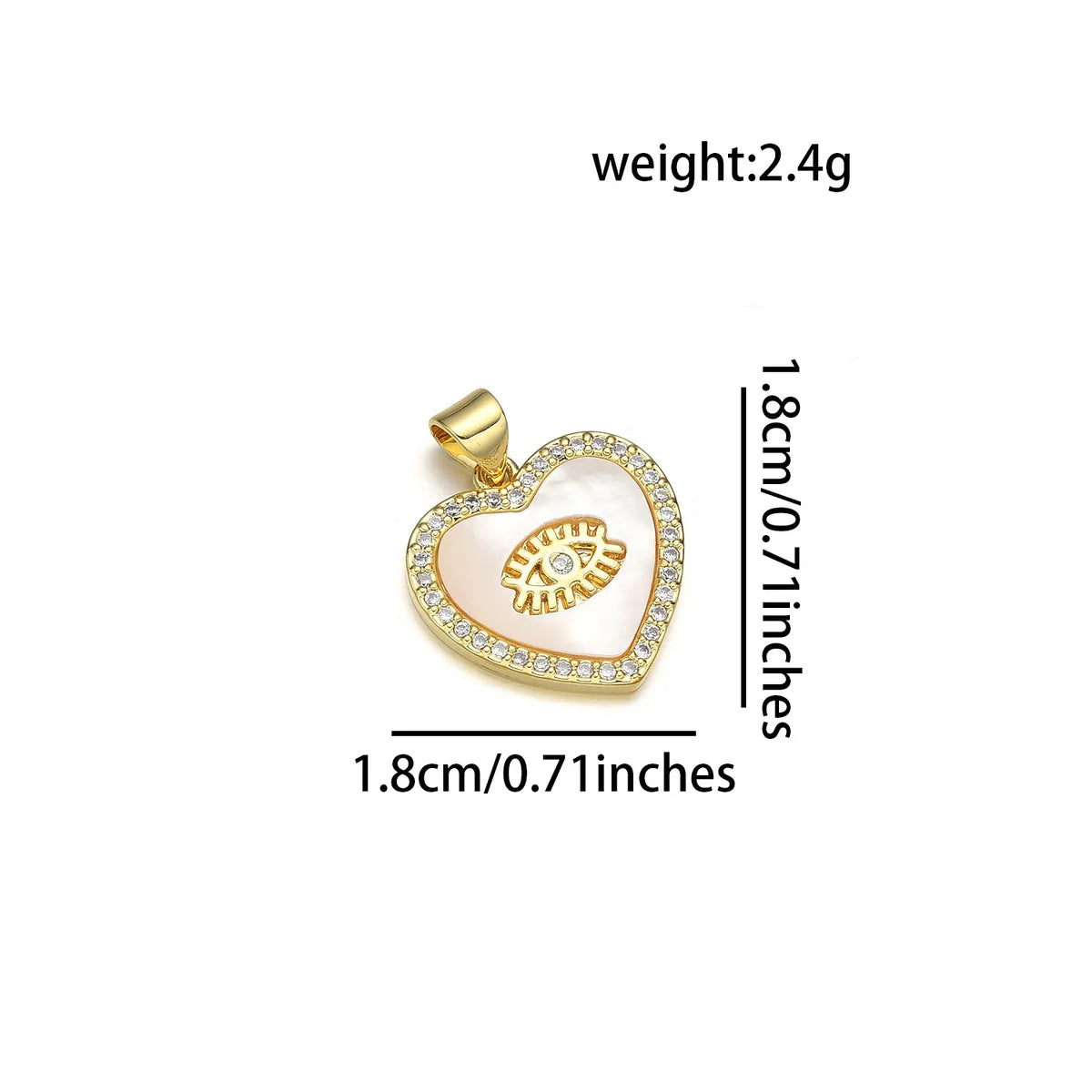 1 Piece 22*25MM 23*15 23 * 25mm Copper Zircon 18K Gold Plated Heart Shape Polished Pendant