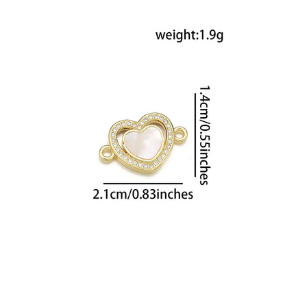 1 Piece 22*25MM 23*15 23 * 25mm Copper Zircon 18K Gold Plated Heart Shape Polished Pendant