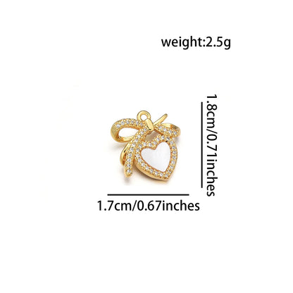 1 Piece 22*25MM 23*15 23 * 25mm Copper Zircon 18K Gold Plated Heart Shape Polished Pendant