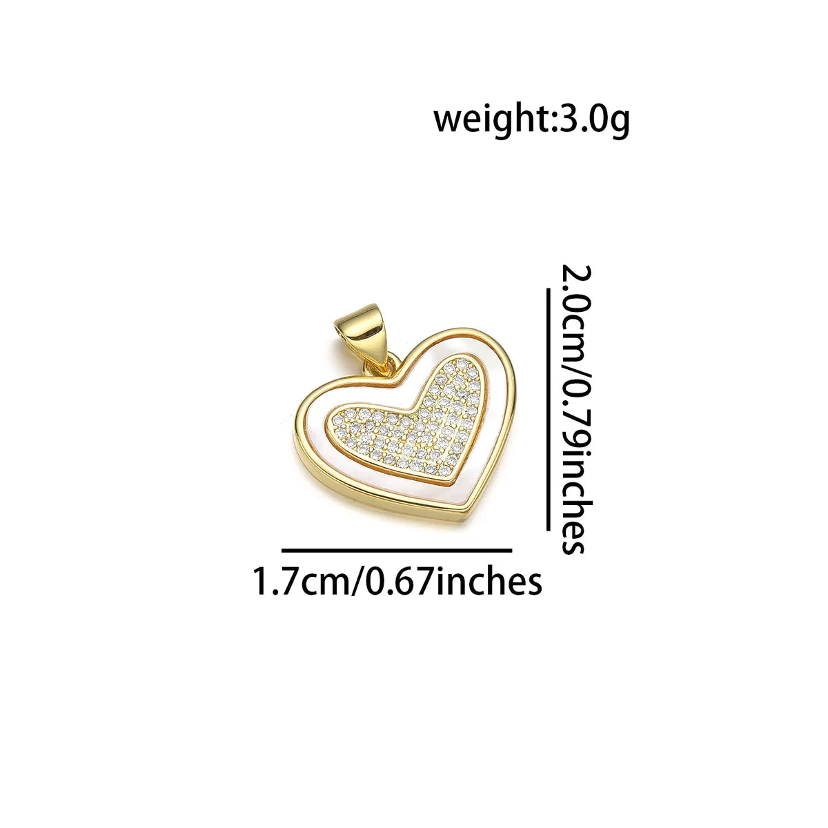 1 Piece 22*25MM 23*15 23 * 25mm Copper Zircon 18K Gold Plated Heart Shape Polished Pendant