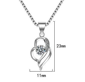 1 Piece 23*11mm Copper Zircon Heart Shape Pendant