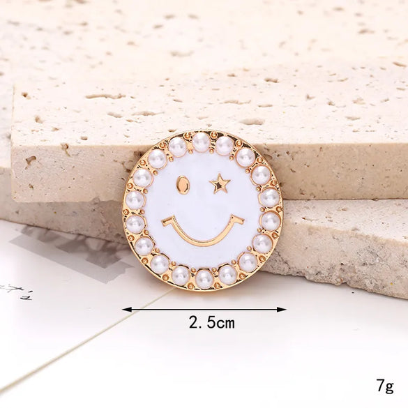 1 Piece 24 * 34mm 25*25mm Alloy Rhinestones Pearl Smile Face Flower Perfume Bottle Pendant