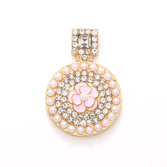 1 Piece 24 * 34mm 25*25mm Alloy Rhinestones Pearl Smile Face Flower Perfume Bottle Pendant