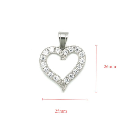 1 Piece 25*26mm 316 Stainless Steel  Zircon Heart Shape Pendant