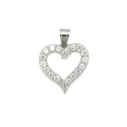 1 Piece 25*26mm 316 Stainless Steel  Zircon Heart Shape Pendant