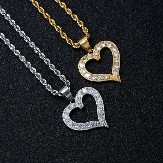 1 Piece 25*26mm 316 Stainless Steel  Zircon Heart Shape Pendant