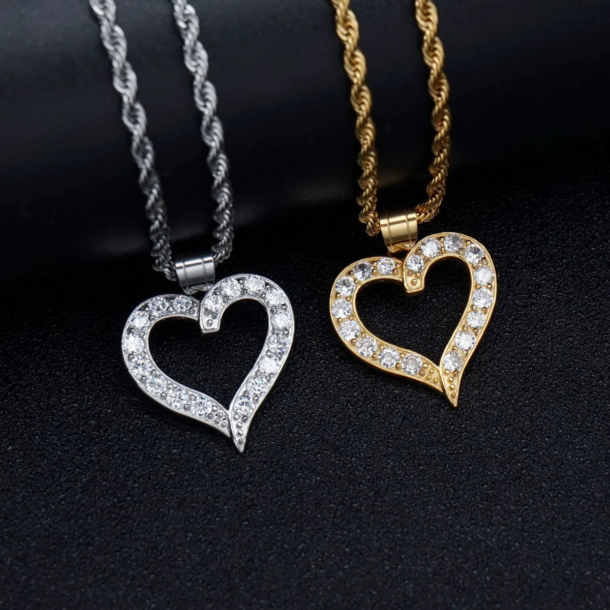 1 Piece 25*26mm 316 Stainless Steel  Zircon Heart Shape Pendant