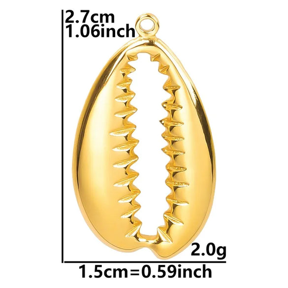 1 Piece 27x15mm Hole 1~1.9mm 304 Stainless Steel 18K Gold Plated Shell Pendant