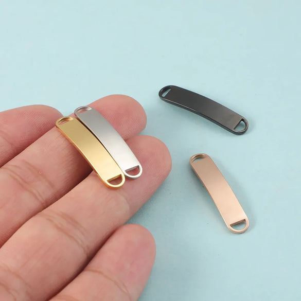 1 Piece 29 * 6mm 304 Stainless Steel Geometric Customization Laser Engraving Solid Color Pendant DIY Jewelry Accessories