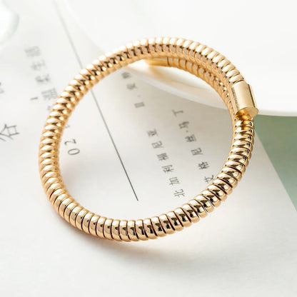 Wholesale Punk Circle Solid Color Titanium Steel Layered Plating 18k Gold Plated Gold Plated Bracelets Necklace