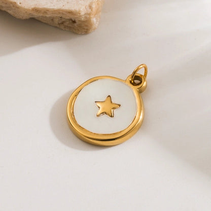 1 Piece 304 Stainless Steel 14K Gold Plated Elephant Sun Star Polished Pendant