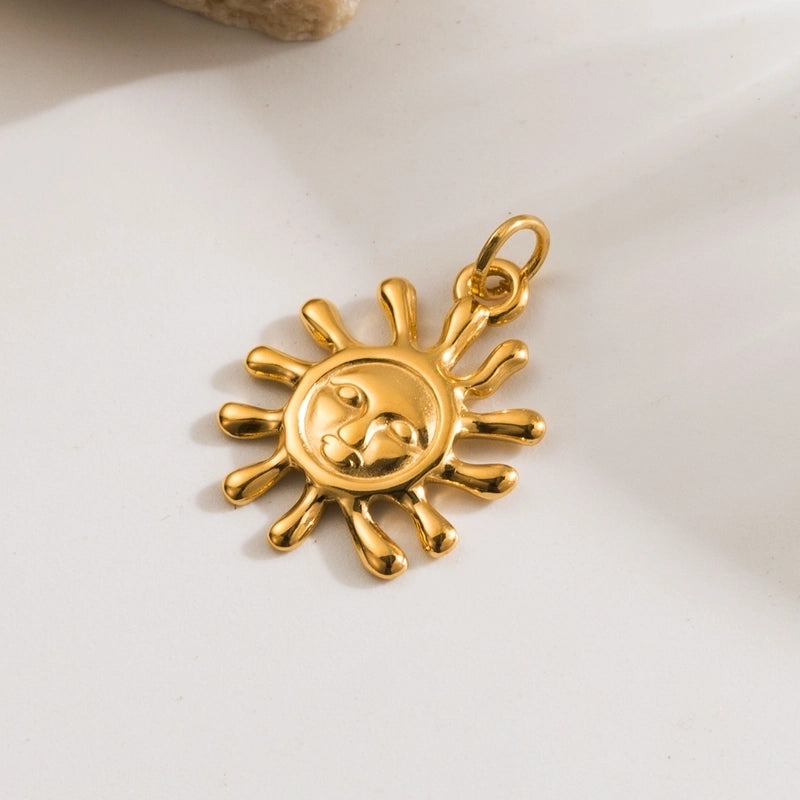 1 Piece 304 Stainless Steel 14K Gold Plated Elephant Sun Star Polished Pendant