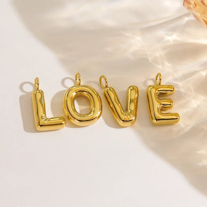 1 Piece 304 Stainless Steel 14K Gold Plated Letter Polished Pendant