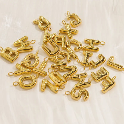 1 Piece 304 Stainless Steel 14K Gold Plated Letter Polished Pendant