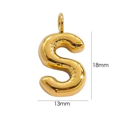 1 Piece 304 Stainless Steel 14K Gold Plated Letter Polished Pendant