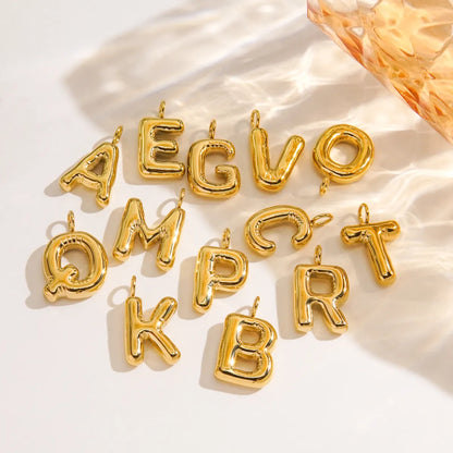 1 Piece 304 Stainless Steel 14K Gold Plated Letter Polished Pendant