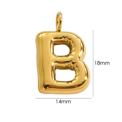 1 Piece 304 Stainless Steel 14K Gold Plated Letter Polished Pendant