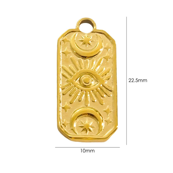 1 Piece 304 Stainless Steel 14K Gold Plated Pentagram Sun High Heel Pendant