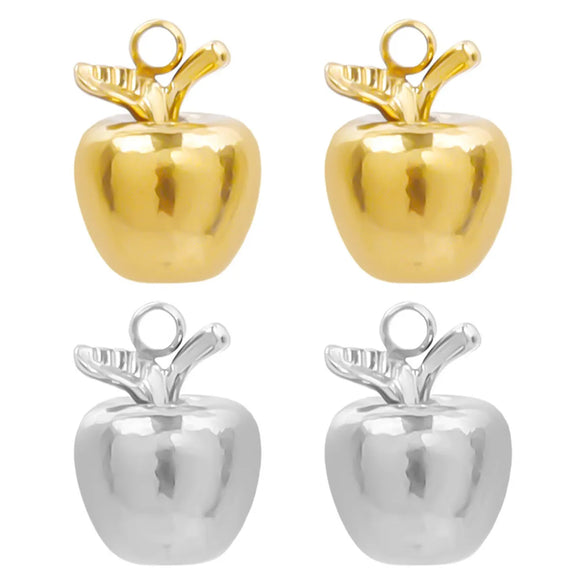 1 Piece 304 Stainless Steel 18K Gold Plated Apple Pendant