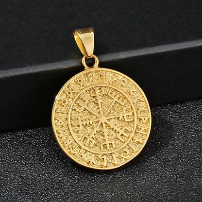 1 Piece 304 Stainless Steel 18K Gold Plated Compass Pendant