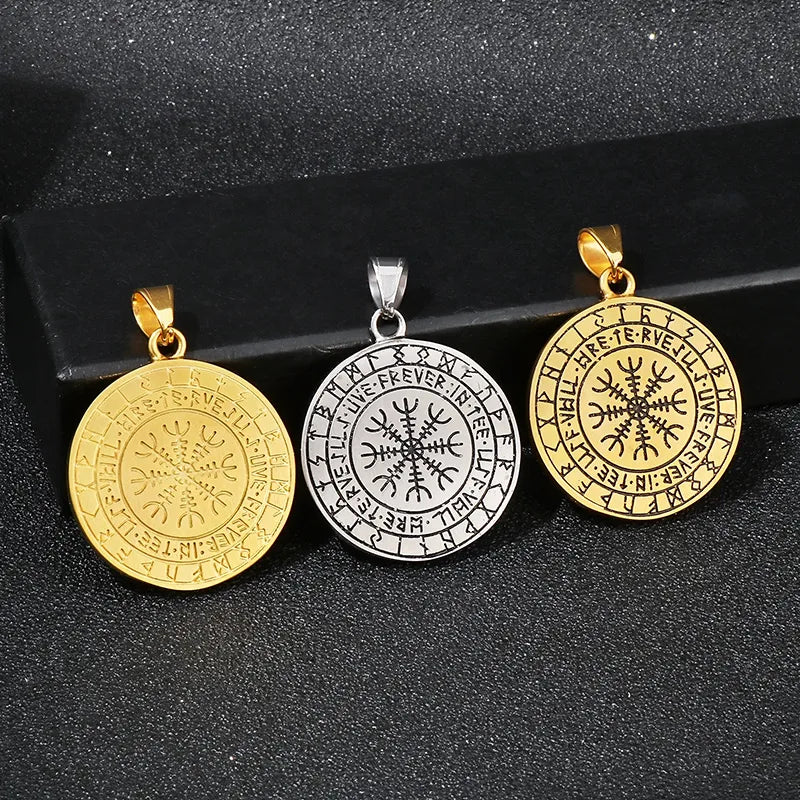 1 Piece 304 Stainless Steel 18K Gold Plated Compass Pendant