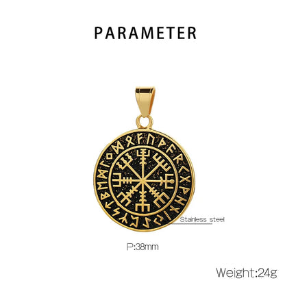 1 Piece 304 Stainless Steel 18K Gold Plated Compass Pendant