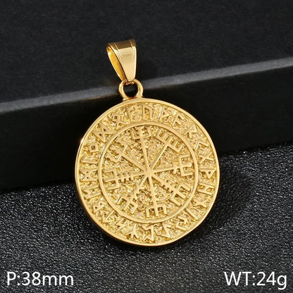 1 Piece 304 Stainless Steel 18K Gold Plated Compass Pendant