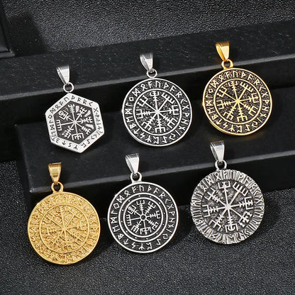 1 Piece 304 Stainless Steel 18K Gold Plated Compass Pendant