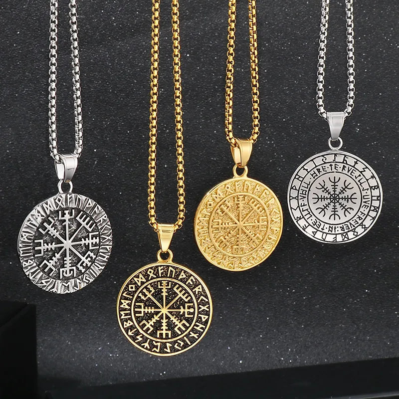 1 Piece 304 Stainless Steel 18K Gold Plated Compass Pendant