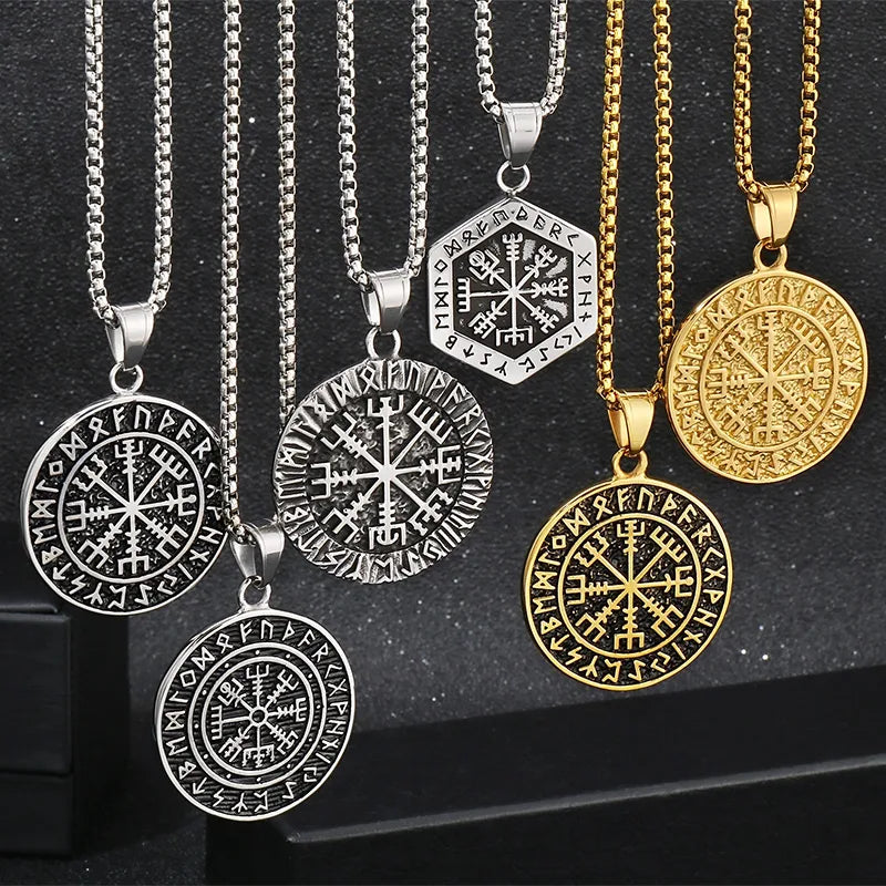 1 Piece 304 Stainless Steel 18K Gold Plated Compass Pendant